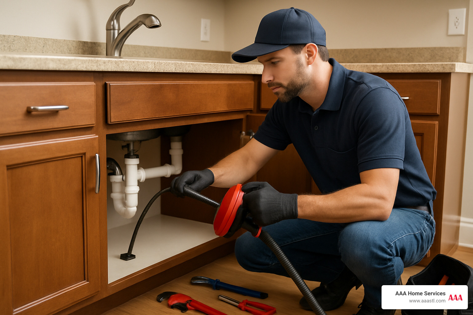 professional drain snake clearing a clogged pipe - affordable plumbing service professional drain snake clearing a clogged pipe - affordable plumbing service