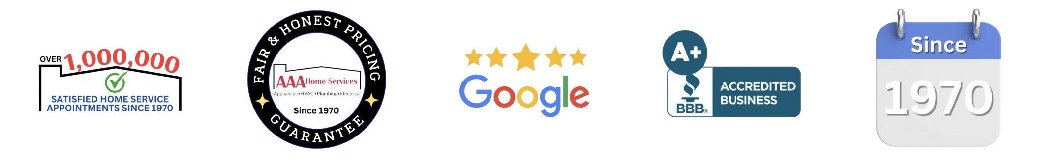 Home 7 a + bbb, google reviews, fair and honest pricing logo